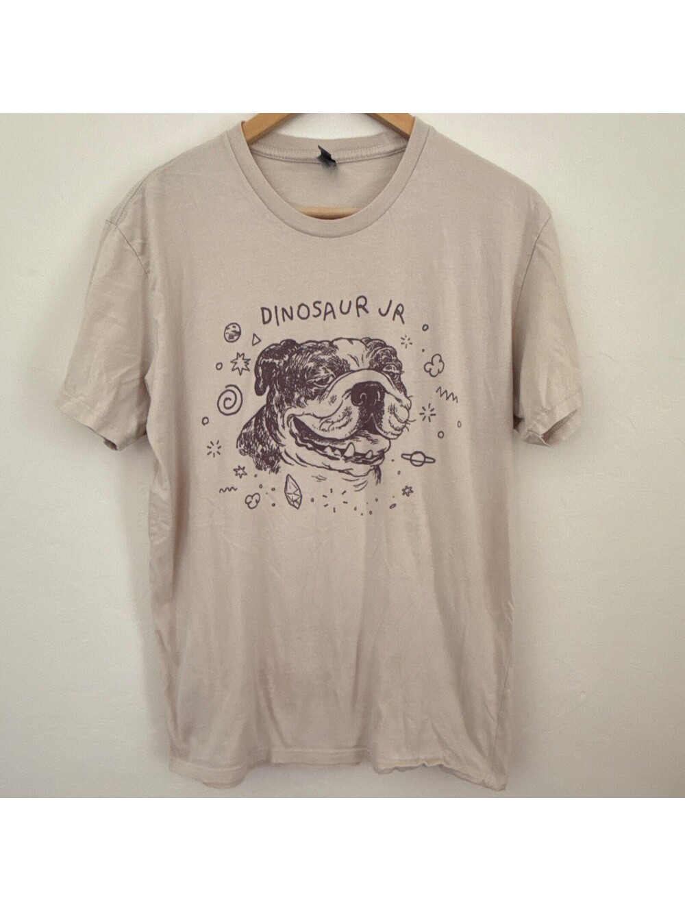 Next Level Apparel Men's M Beige Dinosaur Jr Band Concert Bulldog Graphic T